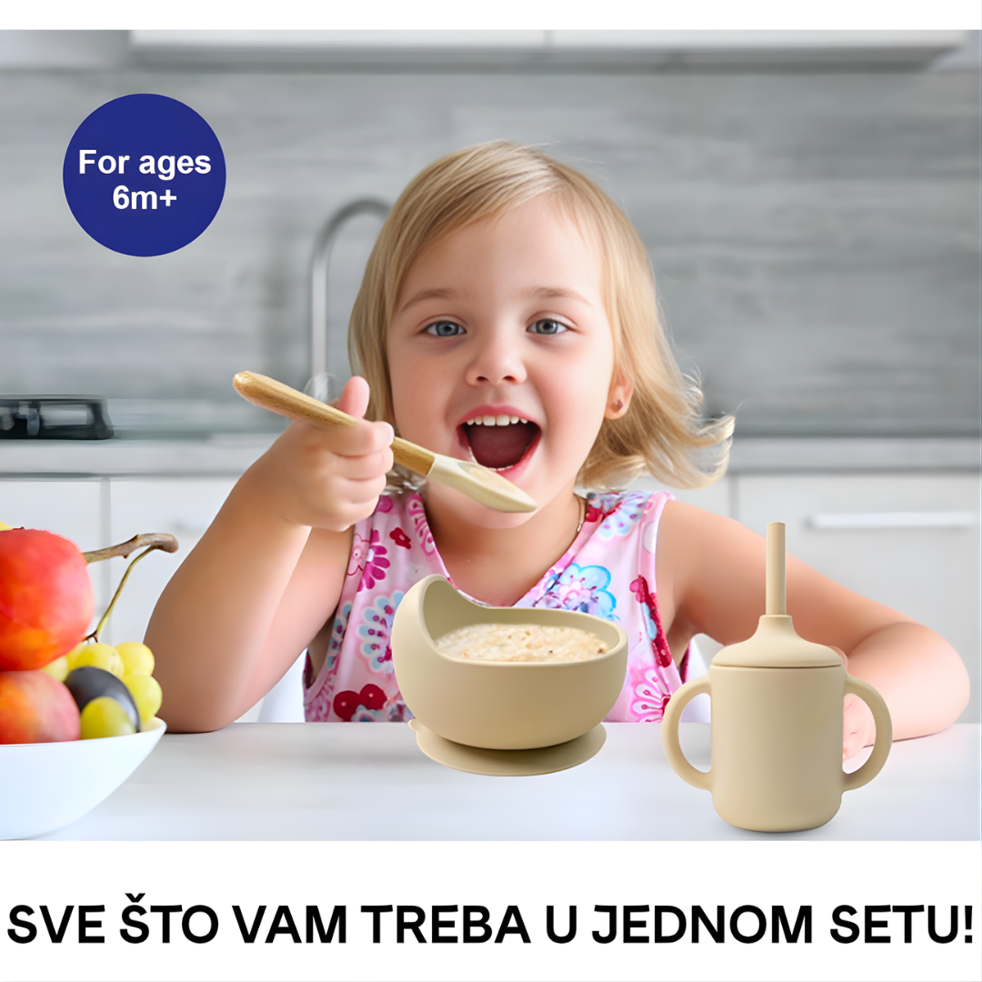 SILIKONSKI SET ZA HRANJENJE BEBA (14 DELOVA)
