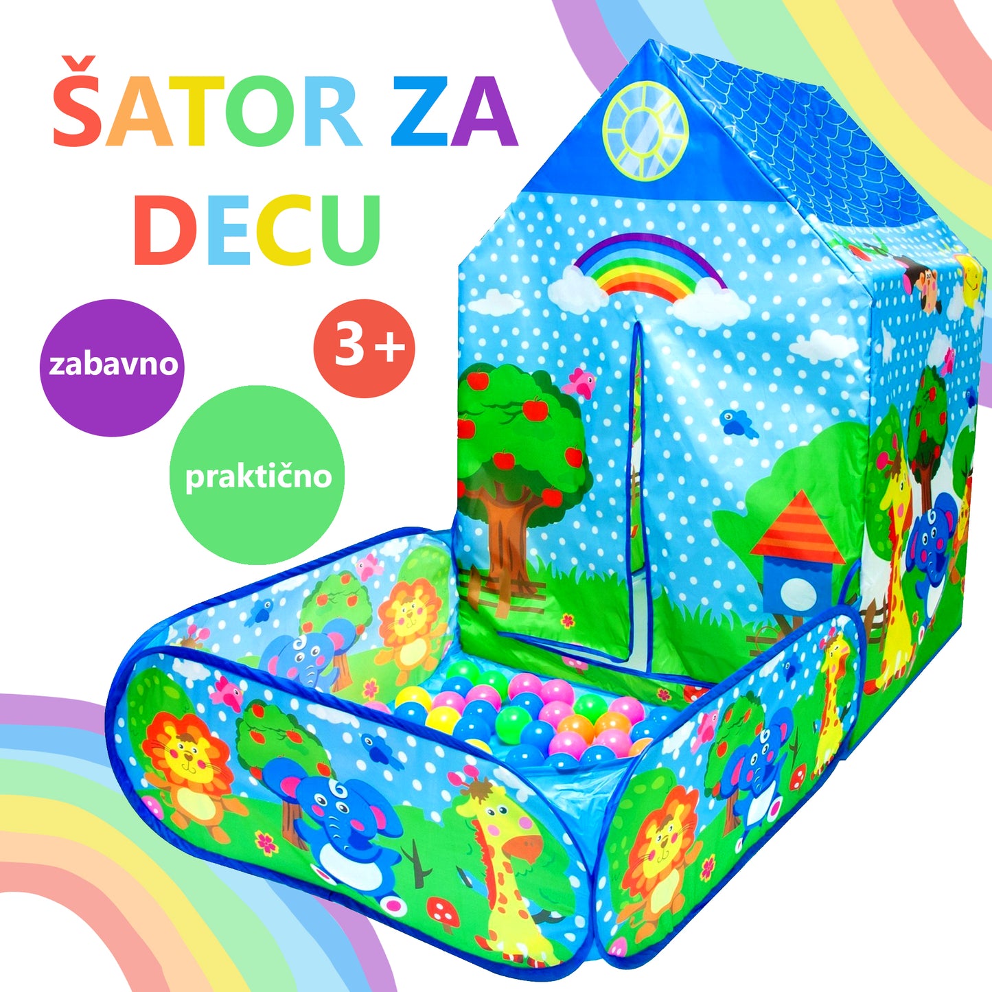 DEČIJI ŠATOR ZA IGRU SA LOPTICAMA